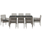 Garten Essgruppe 9 pcs Grau Poly-Rattan