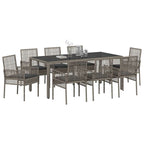 Garten Essgruppe 9 pcs Grau Poly-Rattan