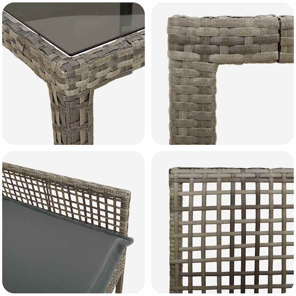 Garten Essgruppe 9 pcs Grau Poly-Rattan