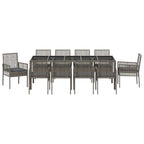 Garten Essgruppe 11 pcs Grau Poly-Rattan