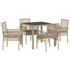 Garten Essgruppe 5 pcs Beige Poly-Rattan