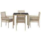 Garten Essgruppe 5 pcs Beige Poly-Rattan