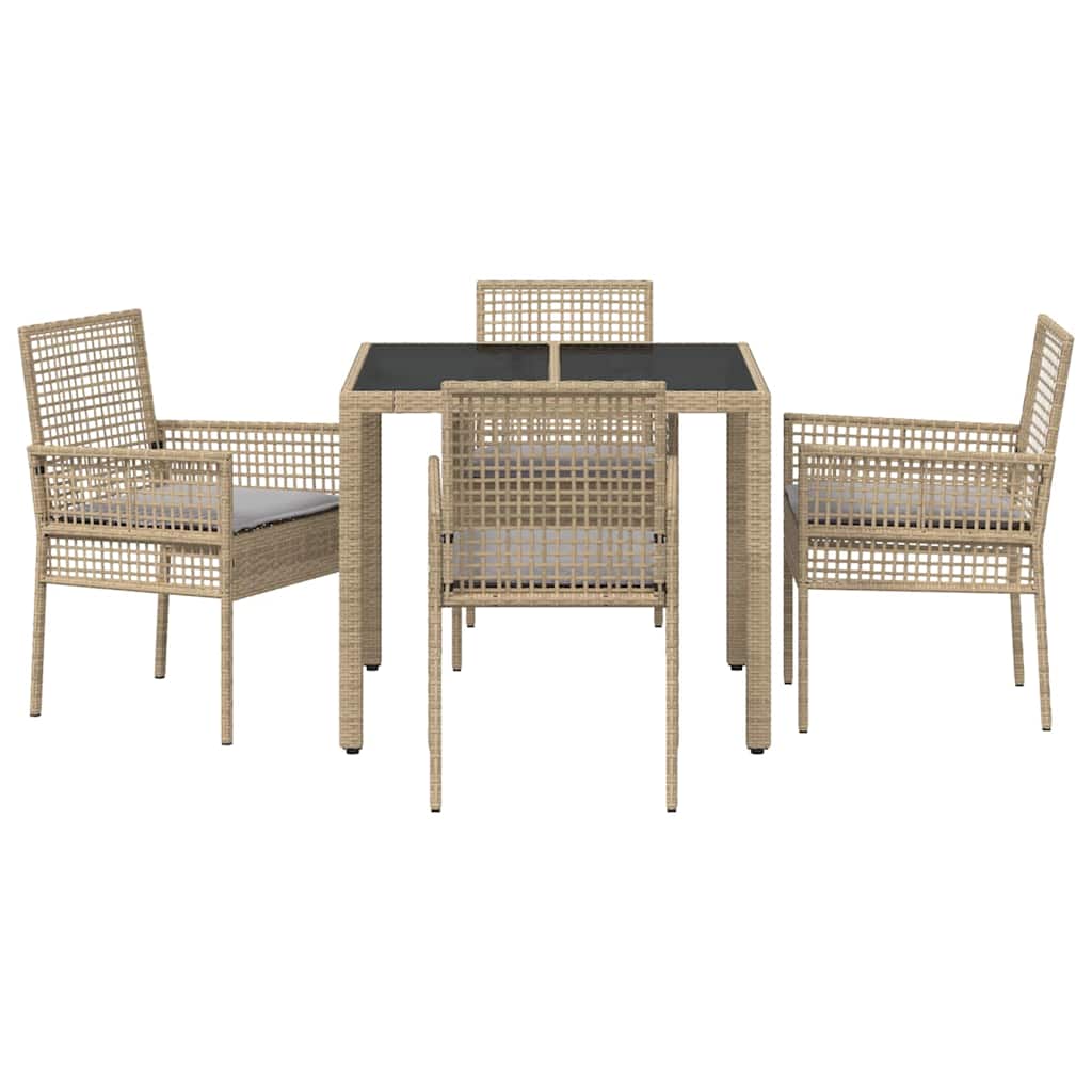 Garten Essgruppe 5 pcs Beige Poly-Rattan