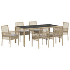 Garten Essgruppe 7 pcs Beige Poly-Rattan