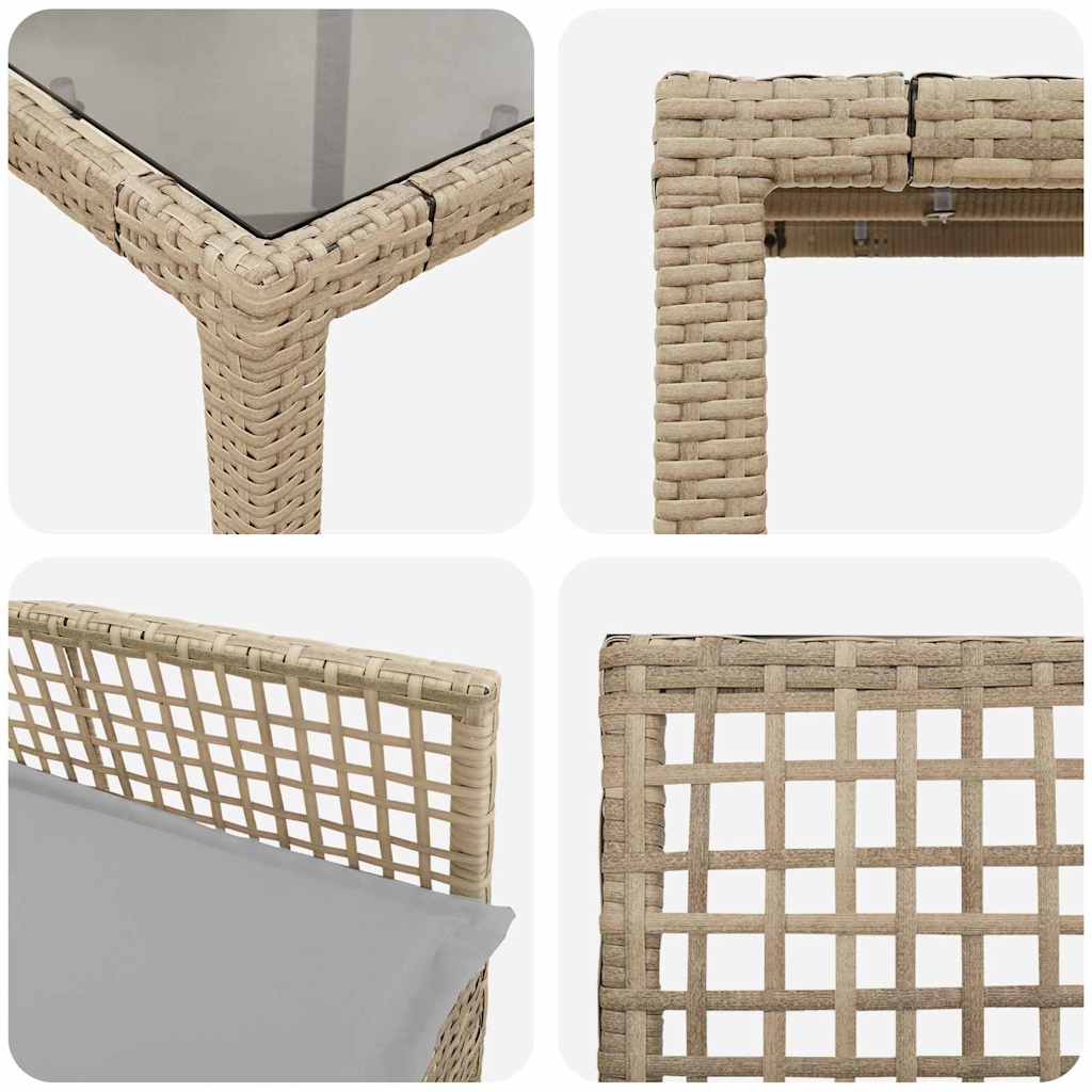 Garten Essgruppe 9 pcs Beige Poly-Rattan