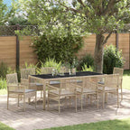 Garten Essgruppe 9 pcs Beige Poly-Rattan