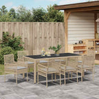 Garten Essgruppe 9 pcs Beige Poly-Rattan