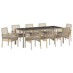 Garten Essgruppe 9 pcs Beige Poly-Rattan