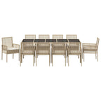 Garten Essgruppe 11 pcs Beige Poly-Rattan