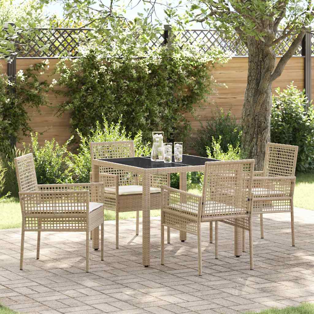 Garten Essgruppe 5 pcs Beige Poly-Rattan