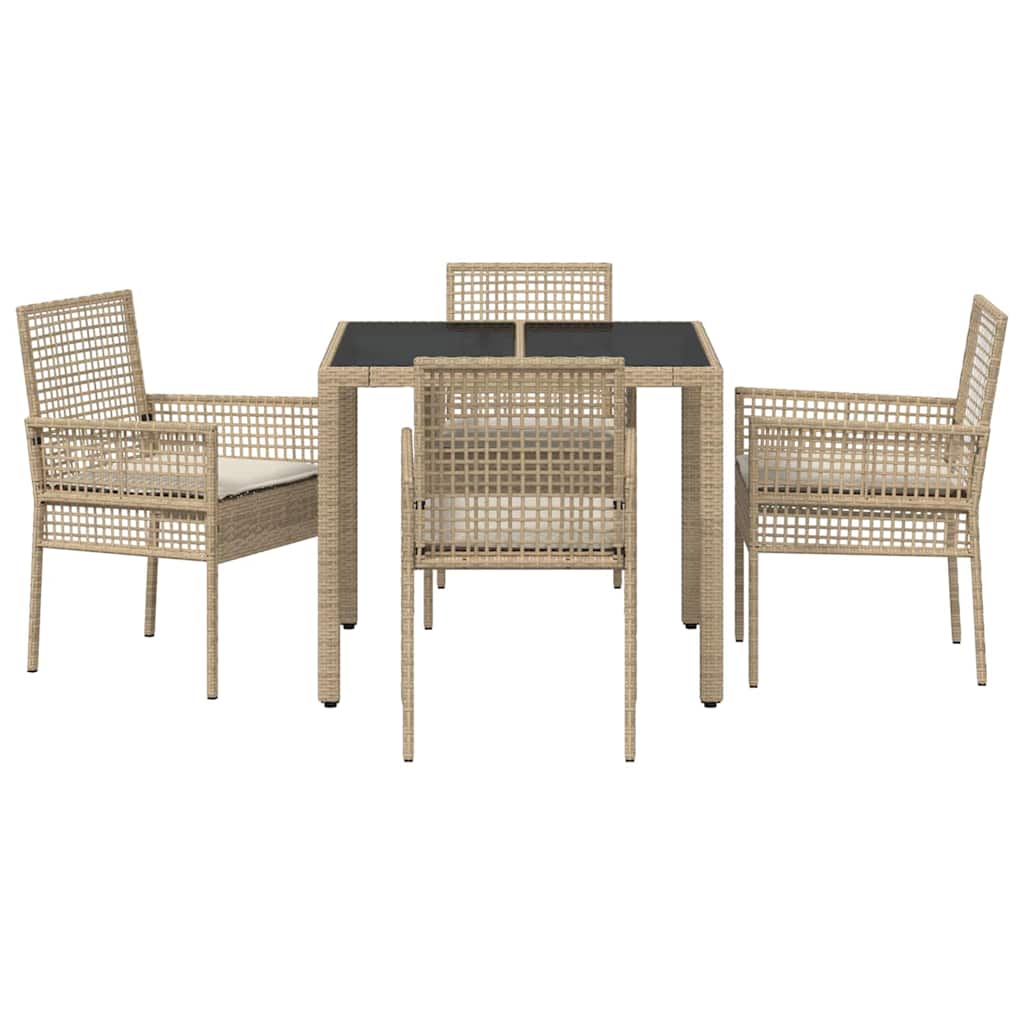 Garten Essgruppe 5 pcs Beige Poly-Rattan