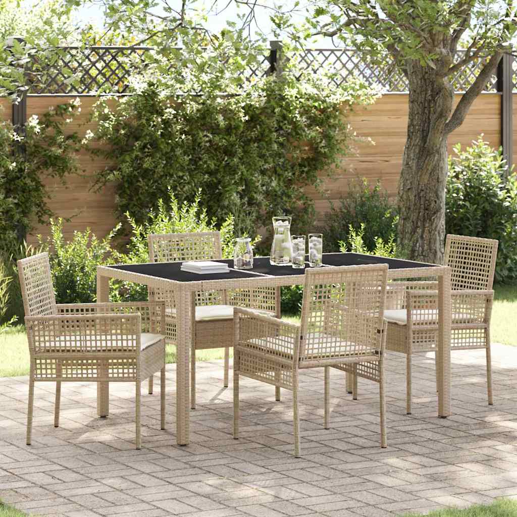 Garten Essgruppe 5 pcs Beige Poly-Rattan