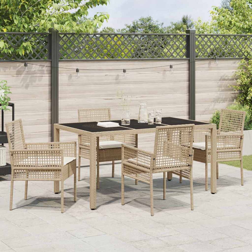 Garten Essgruppe 5 pcs Beige Poly-Rattan