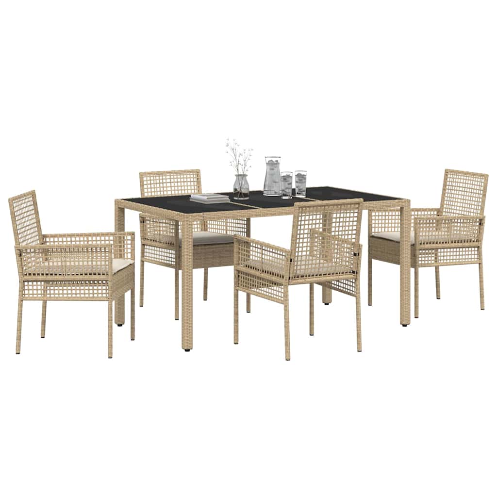Garten Essgruppe 5 pcs Beige Poly-Rattan