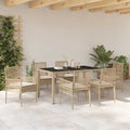 Garten Essgruppe 7 pcs Beige Poly-Rattan