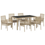 Garten Essgruppe 7 pcs Beige Poly-Rattan