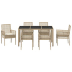 Garten Essgruppe 7 pcs Beige Poly-Rattan