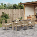 Garten Essgruppe 9 pcs Beige Poly-Rattan