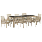Garten Essgruppe 9 pcs Beige Poly-Rattan