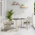 Garten Essgruppe 3 pcs Hellgrau Poly-Rattan