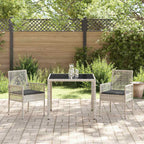Garten Essgruppe 3 pcs Hellgrau Poly-Rattan