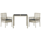Garten Essgruppe 3 pcs Hellgrau Poly-Rattan