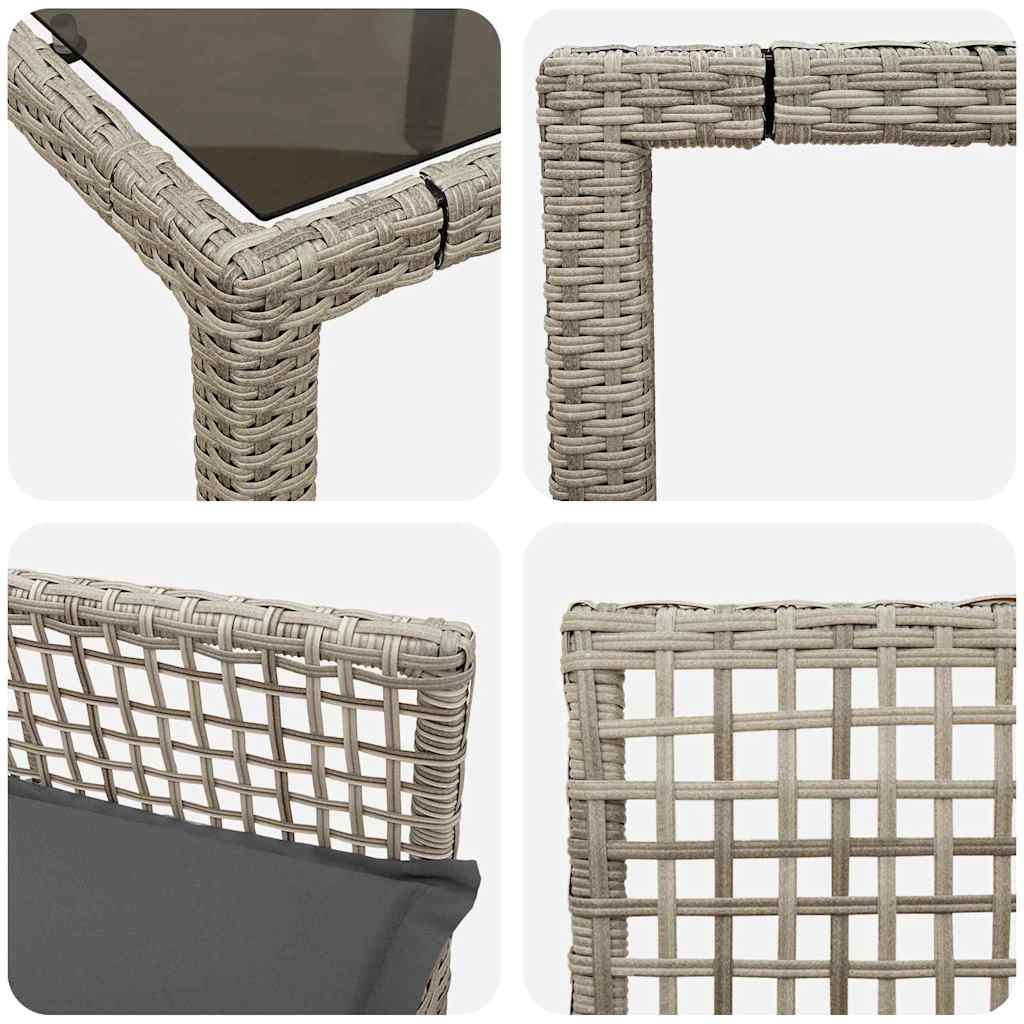 Garten Essgruppe 5 pcs Hellgrau Poly-Rattan