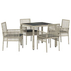 Garten Essgruppe 5 pcs Hellgrau Poly-Rattan