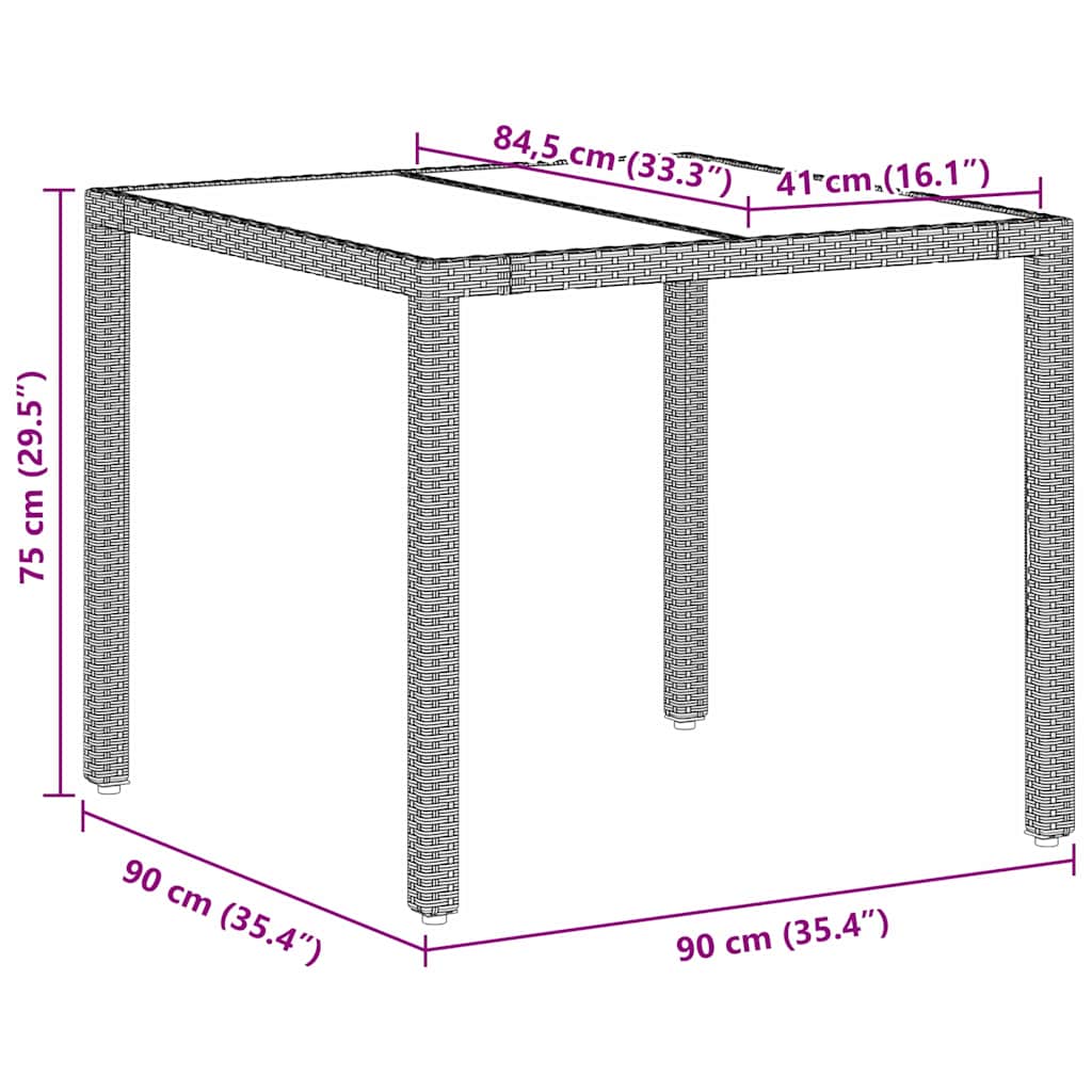Garten Essgruppe 5 pcs Hellgrau Poly-Rattan