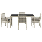 Garten Essgruppe 5 pcs Hellgrau Poly-Rattan