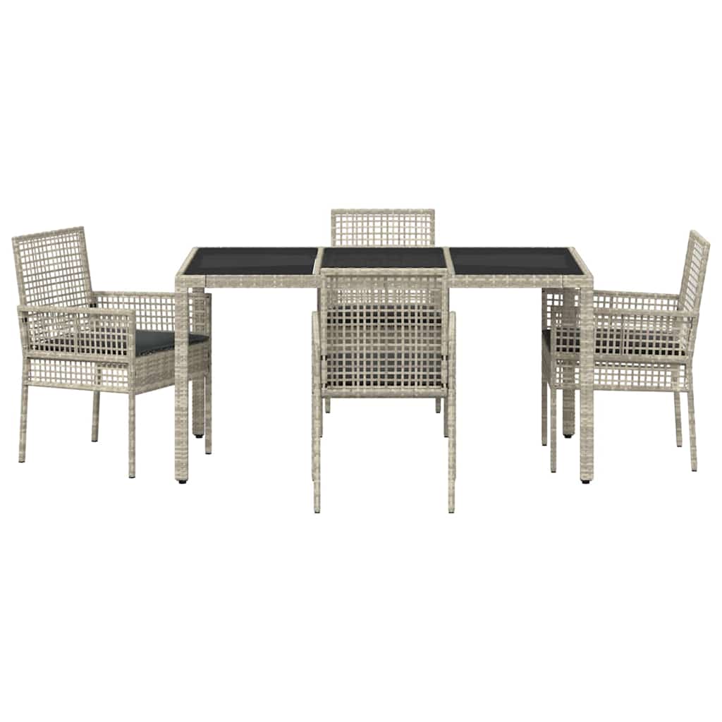 Garten Essgruppe 5 pcs Hellgrau Poly-Rattan