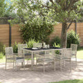 Garten Essgruppe 7 pcs Hellgrau Poly-Rattan