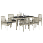 Garten Essgruppe 7 pcs Hellgrau Poly-Rattan