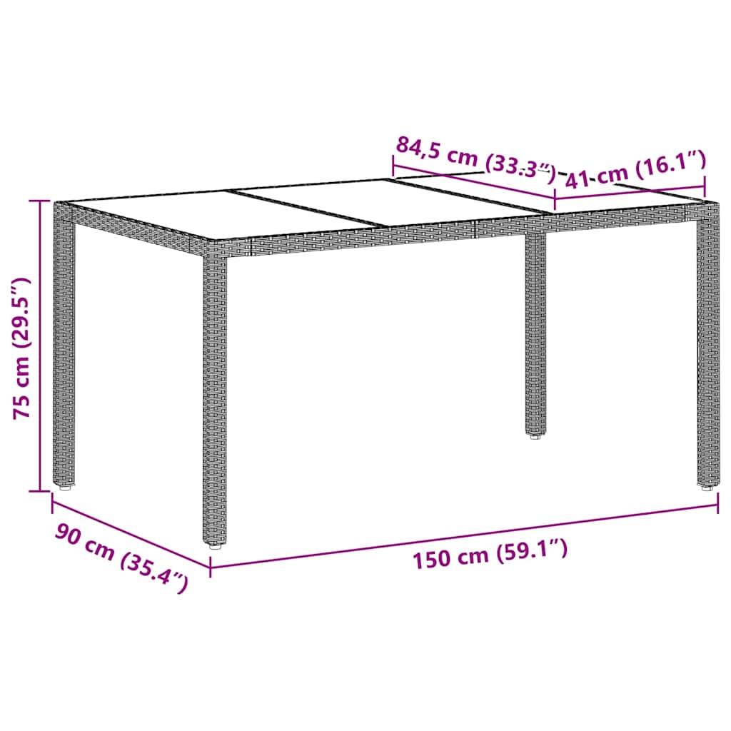 Garten Essgruppe 7 pcs Hellgrau Poly-Rattan