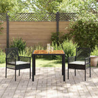 Garten Essgruppe 3 pcs Schwarz Poly-Rattan