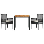 Garten Essgruppe 3 pcs Schwarz Poly-Rattan