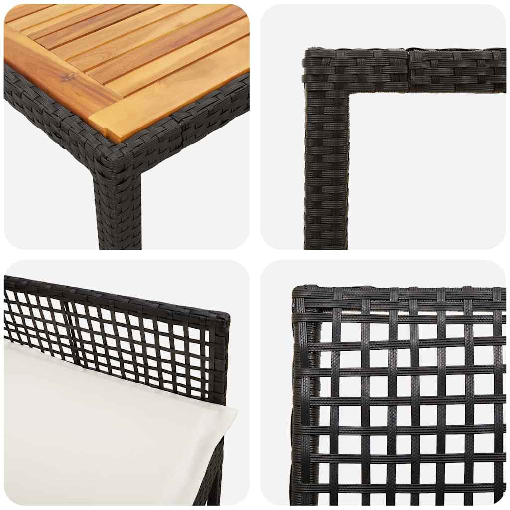 Garten Essgruppe 5 pcs Schwarz Poly-Rattan