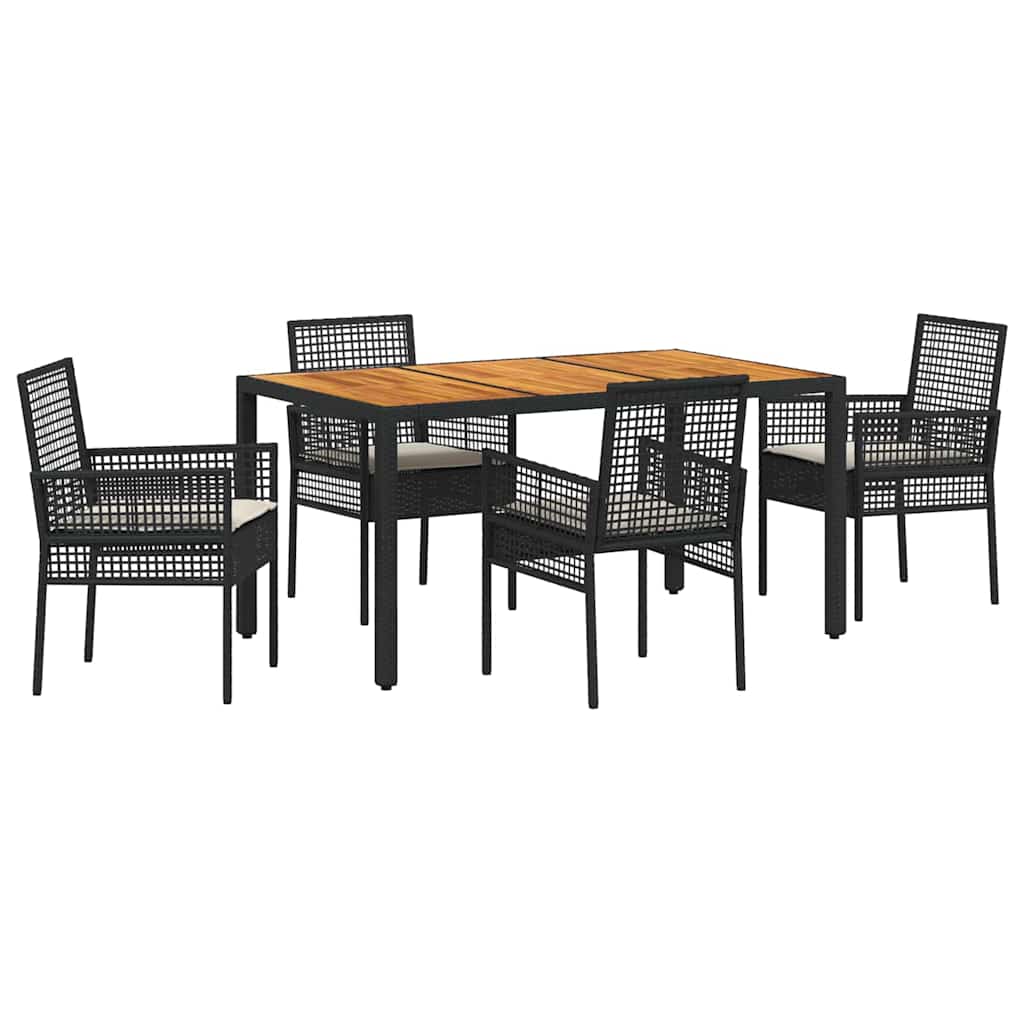 Garten Essgruppe 5 pcs Schwarz Poly-Rattan