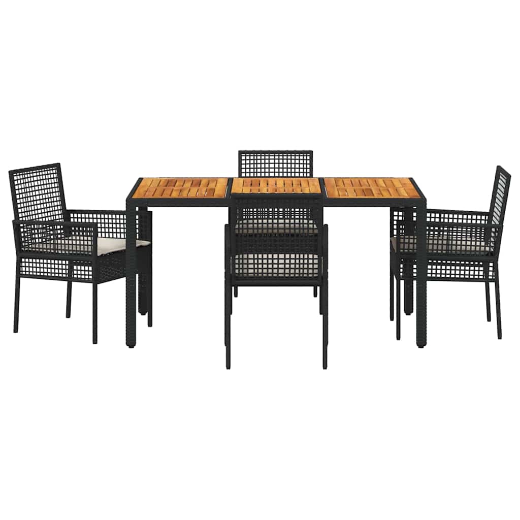 Garten Essgruppe 5 pcs Schwarz Poly-Rattan