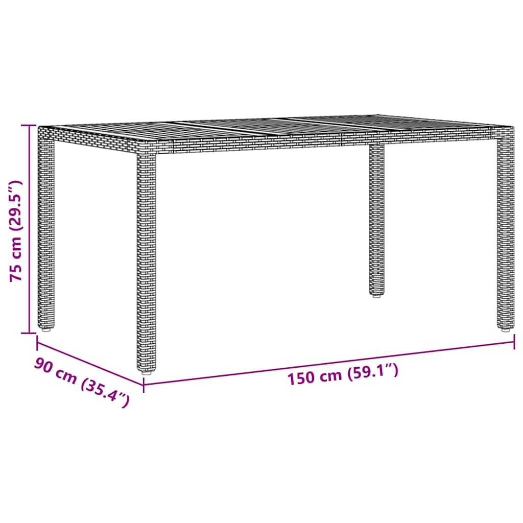 Garten Essgruppe 5 pcs Schwarz Poly-Rattan