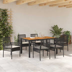 Garten Essgruppe 7 pcs Schwarz Poly-Rattan
