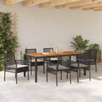 Garten Essgruppe 7 pcs Schwarz Poly-Rattan
