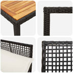 Garten Essgruppe 9 pcs Schwarz Poly-Rattan