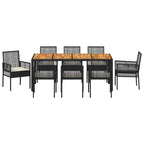 Garten Essgruppe 9 pcs Schwarz Poly-Rattan
