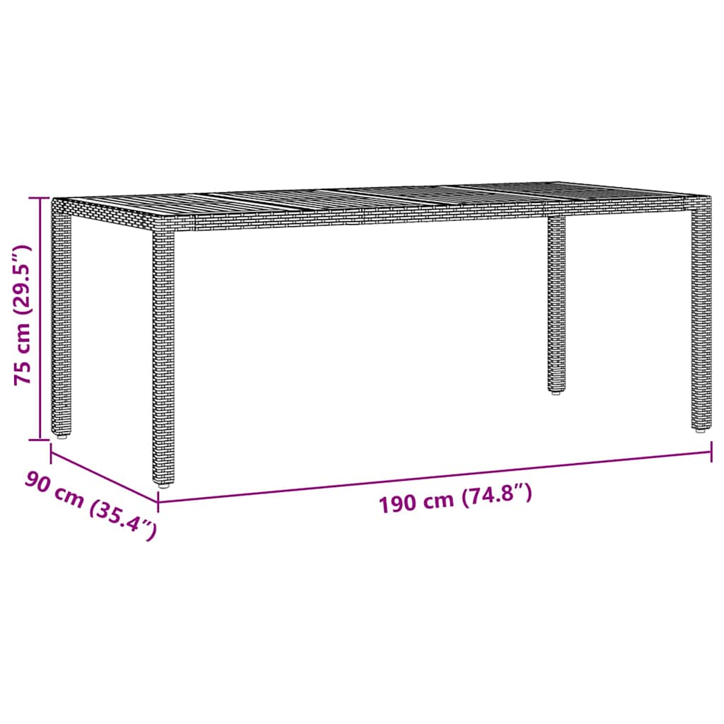 Garten Essgruppe 9 pcs Schwarz Poly-Rattan