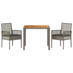 Garten Essgruppe 3 pcs Grau Poly-Rattan