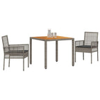 Garten Essgruppe 3 pcs Grau Poly-Rattan