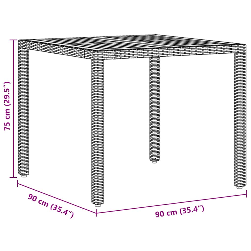 Garten Essgruppe 3 pcs Grau Poly-Rattan