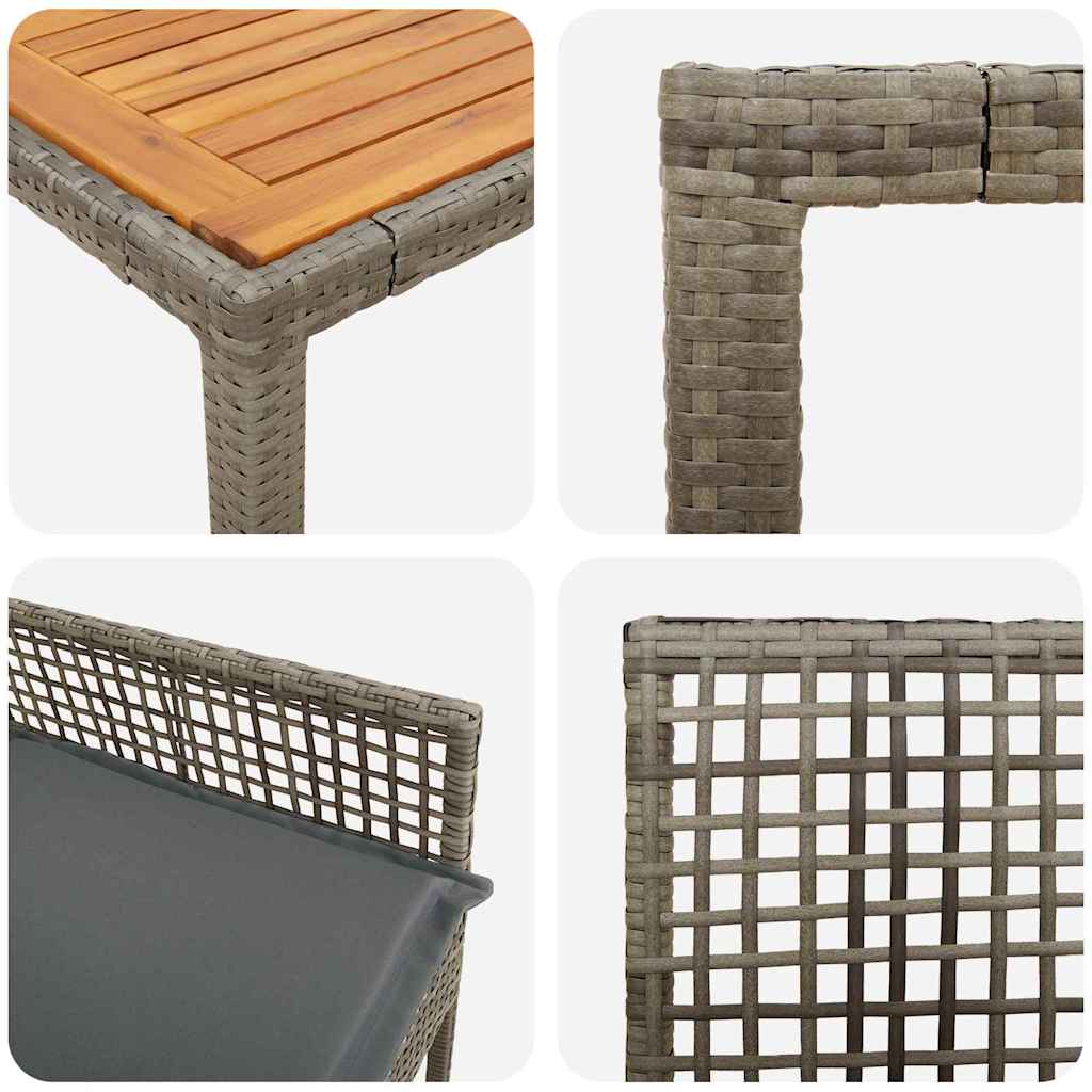 Garten Essgruppe 5 pcs Grau Poly-Rattan