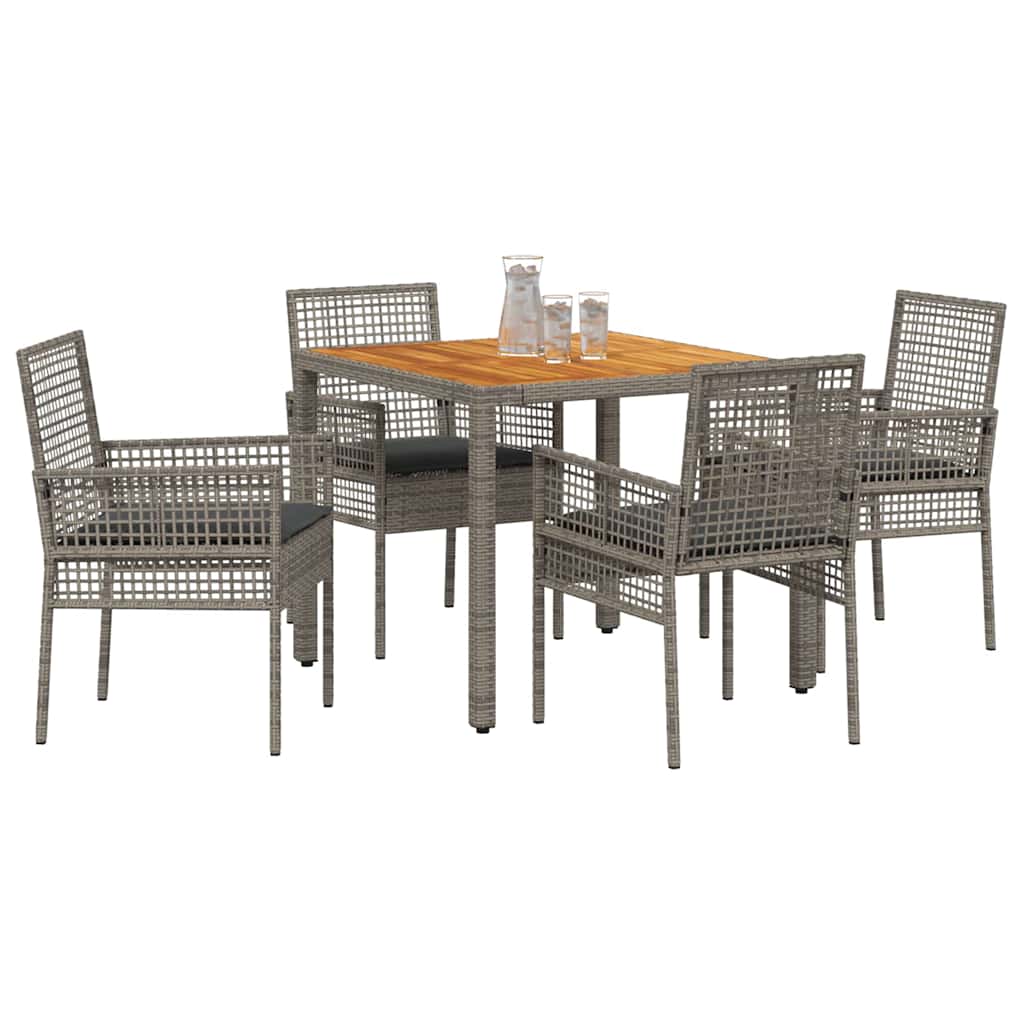 Garten Essgruppe 5 pcs Grau Poly-Rattan